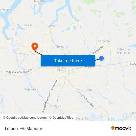 Lurano to Marnate map