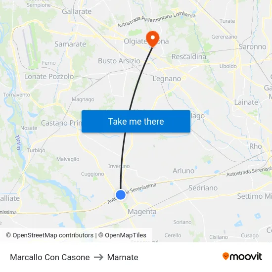 Marcallo con Casone to Marnate map