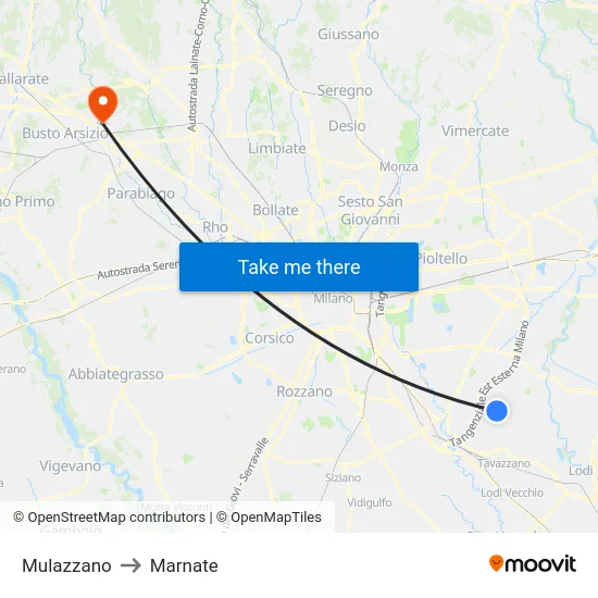 Mulazzano to Marnate map