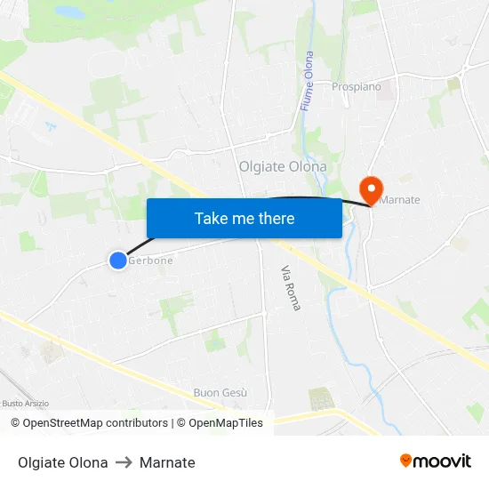 Olgiate Olona to Marnate map