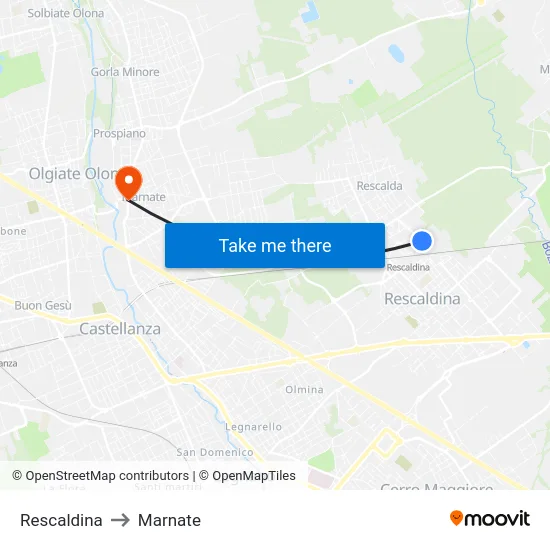 Rescaldina to Marnate map