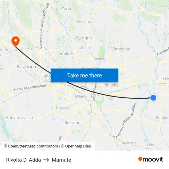 Rivolta D' Adda to Marnate map