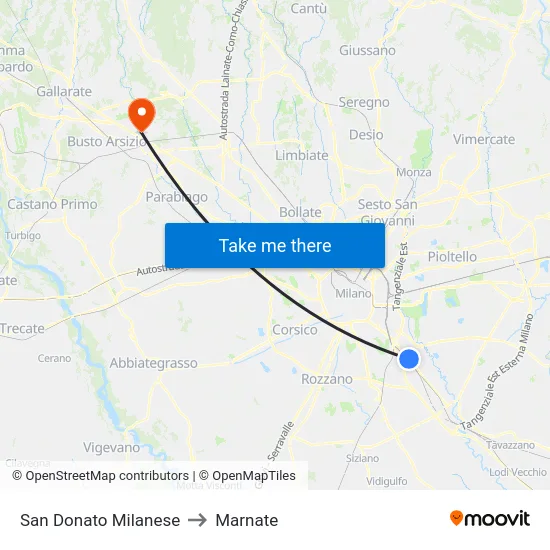 San Donato Milanese to Marnate map