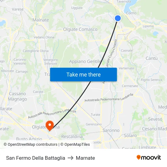 San Fermo Della Battaglia to Marnate map
