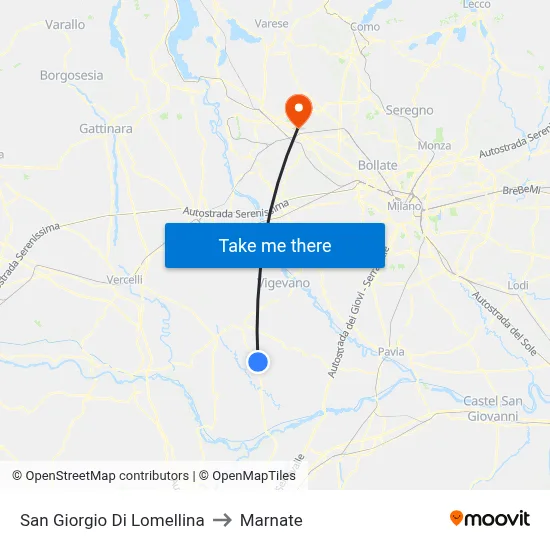 San Giorgio Di Lomellina to Marnate map
