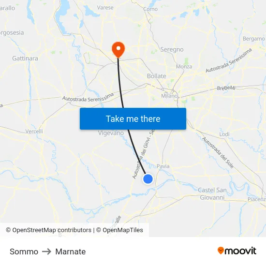 Sommo to Marnate map