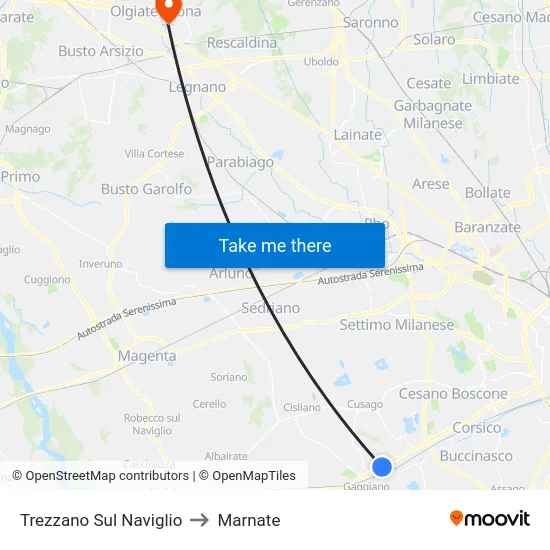 Trezzano Sul Naviglio to Marnate map