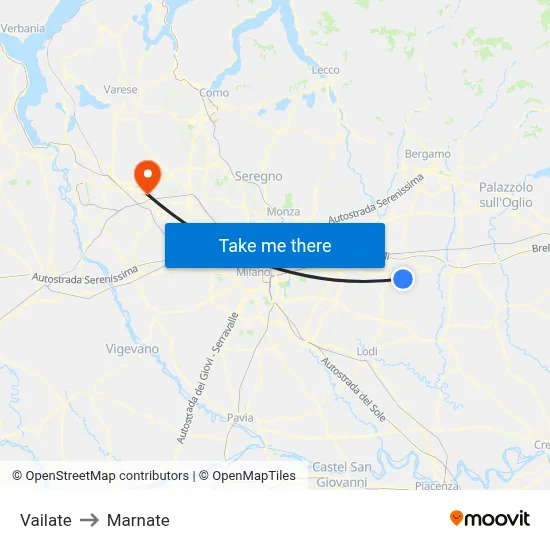Vailate to Marnate map