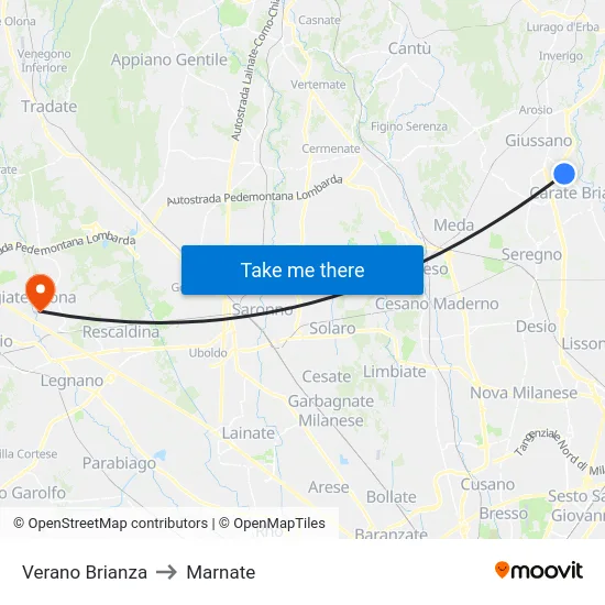 Verano Brianza to Marnate map
