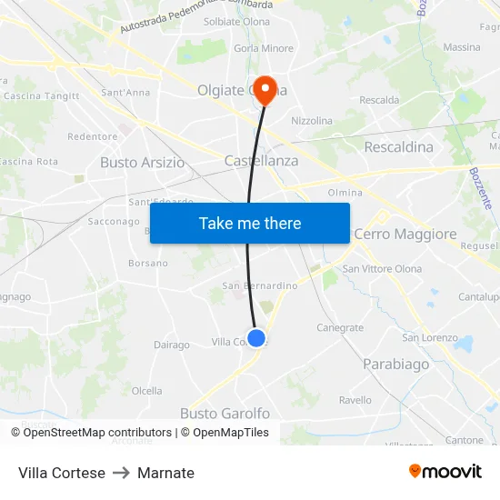 Villa Cortese to Marnate map