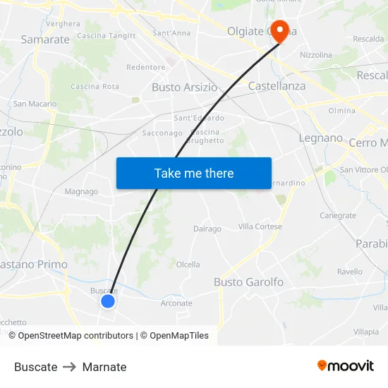 Buscate to Marnate map
