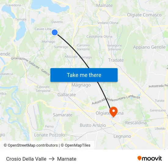 Crosio Della Valle to Marnate map