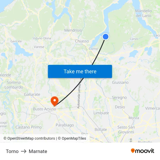 Torno to Marnate map