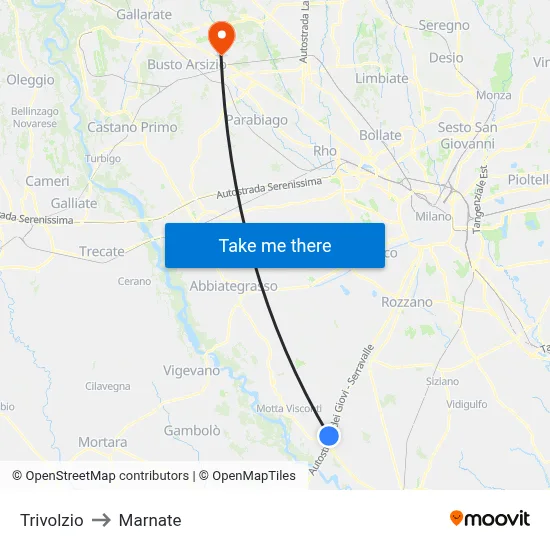 Trivolzio to Marnate map