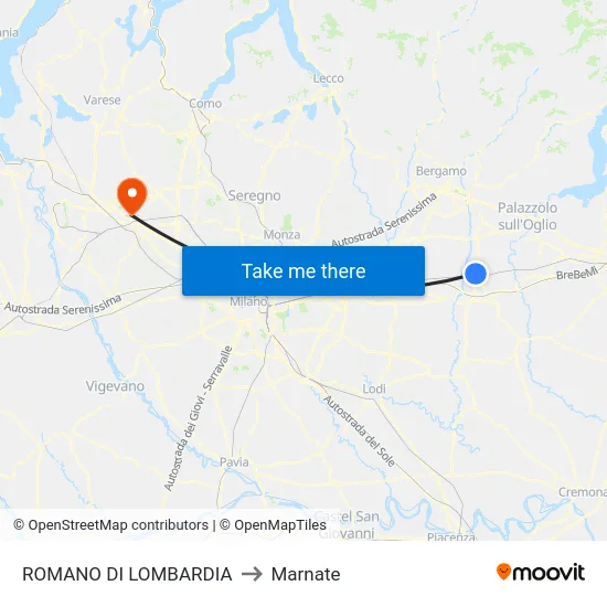 ROMANO DI LOMBARDIA to Marnate map