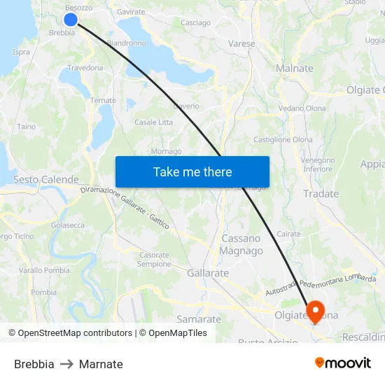 Brebbia to Marnate map