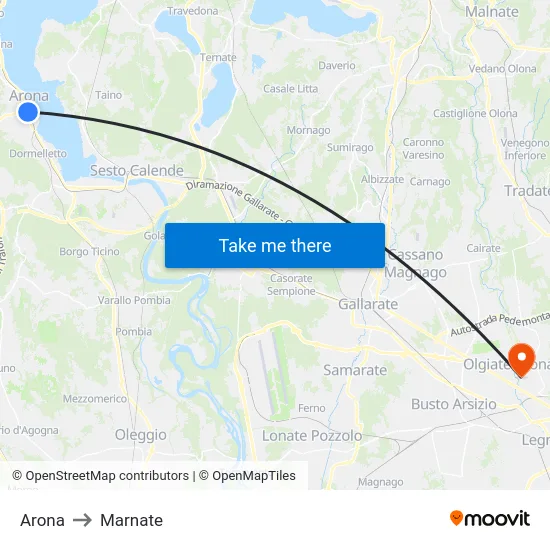 Arona to Marnate map