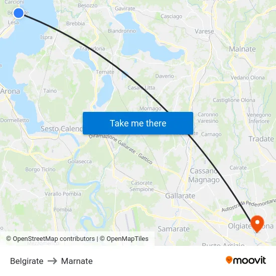 Belgirate to Marnate map