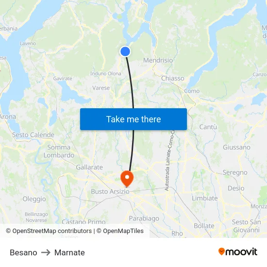 Besano to Marnate map