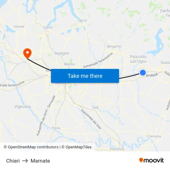 Chiari to Marnate map