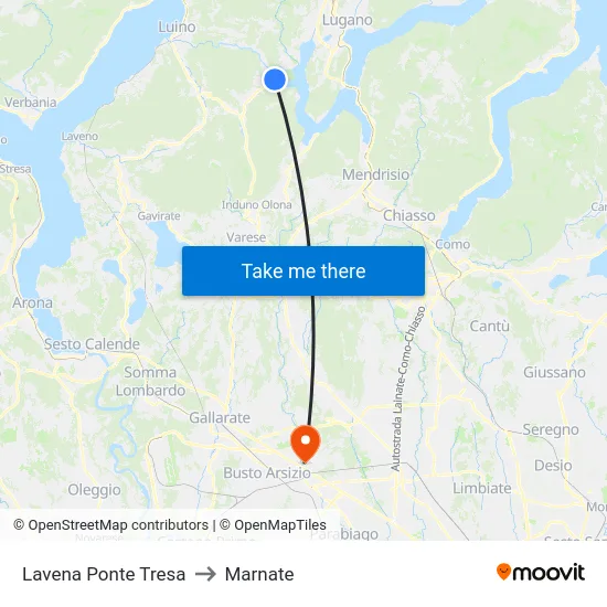 Lavena Ponte Tresa to Marnate map