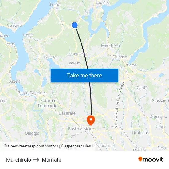 Marchirolo to Marnate map