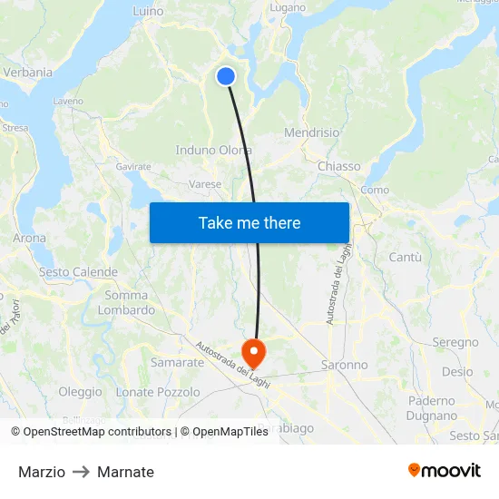Marzio to Marnate map