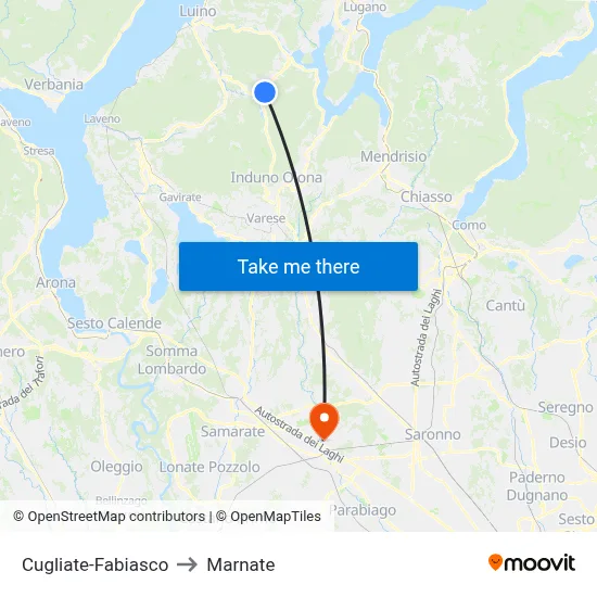 Cugliate-Fabiasco to Marnate map