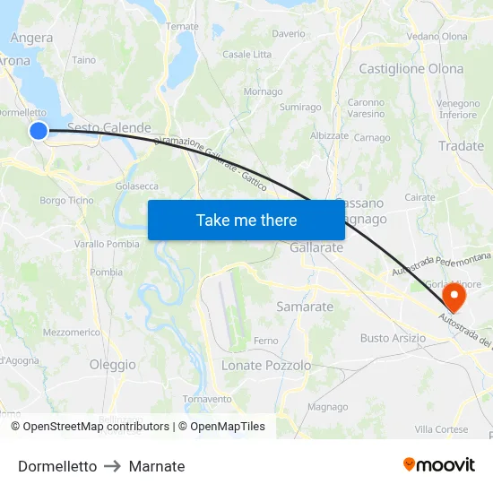 Dormelletto to Marnate map