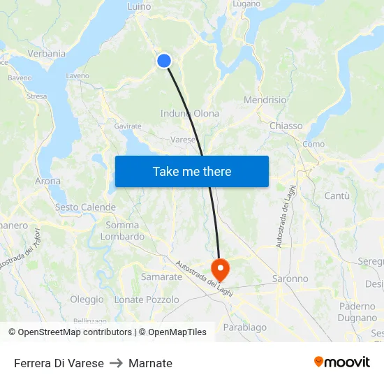 Ferrera Di Varese to Marnate map