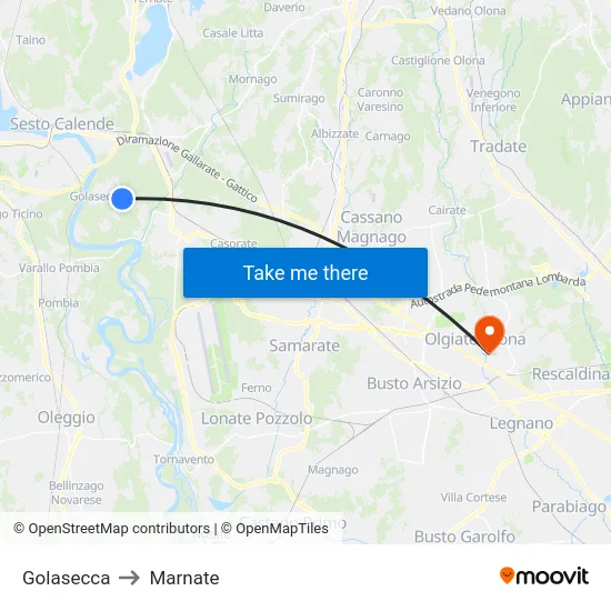 Golasecca to Marnate map