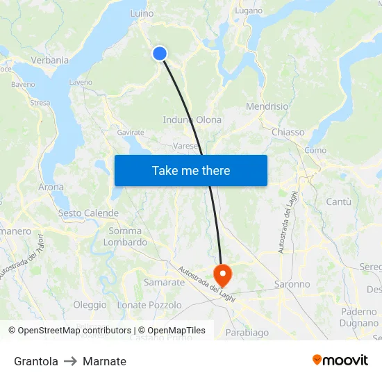 Grantola to Marnate map