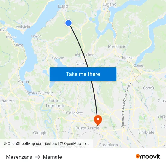 Mesenzana to Marnate map