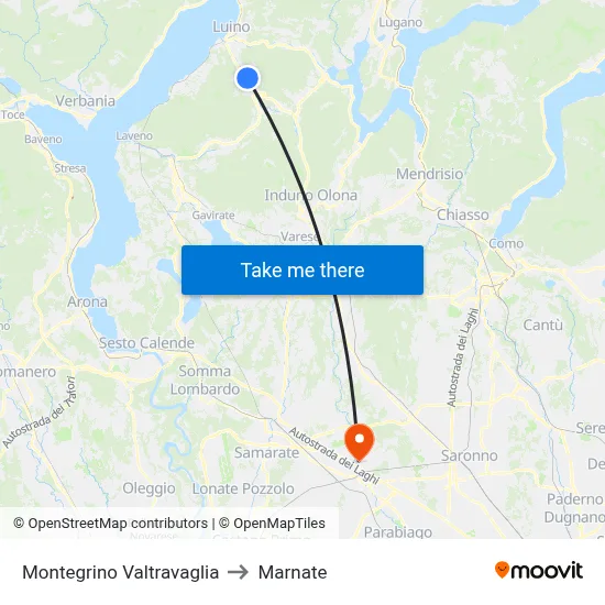 Montegrino Valtravaglia to Marnate map