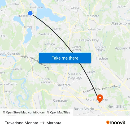 Travedona-Monate to Marnate map