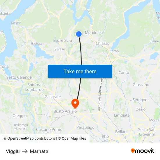 Viggiù to Marnate map
