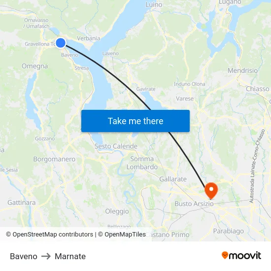 Baveno to Marnate map