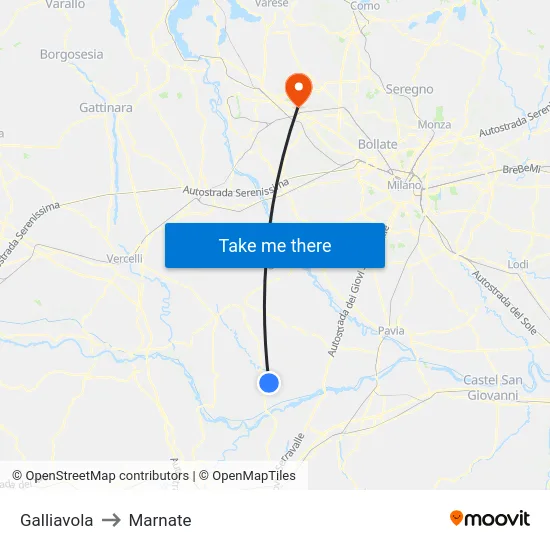 Galliavola to Marnate map