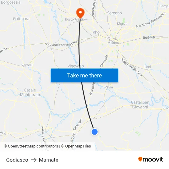 Godiasco to Marnate map