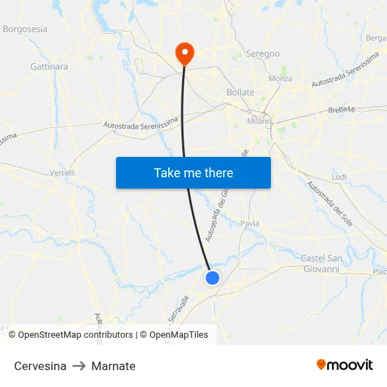 Cervesina to Marnate map