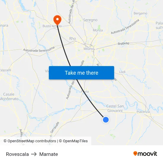 Rovescala to Marnate map