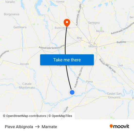 Pieve Albignola to Marnate map