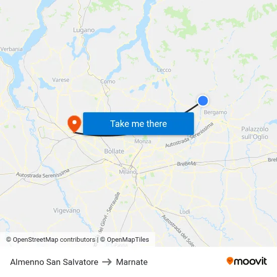 Almenno San Salvatore to Marnate map