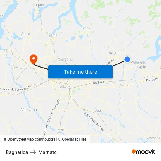 Bagnatica to Marnate map