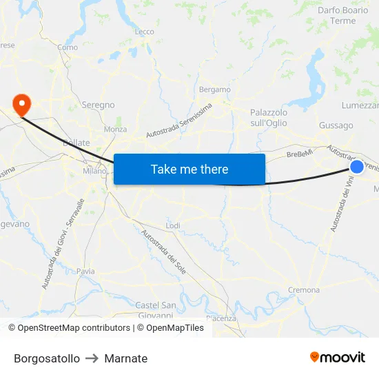 Borgosatollo to Marnate map