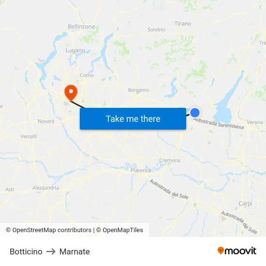 Botticino to Marnate map