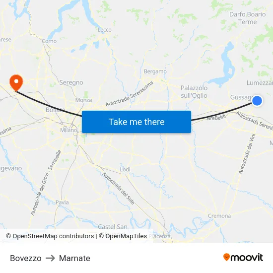 Bovezzo to Marnate map