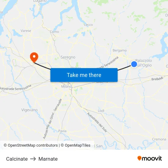 Calcinate to Marnate map