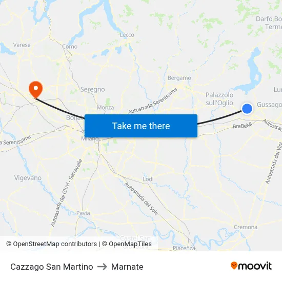 Cazzago San Martino to Marnate map