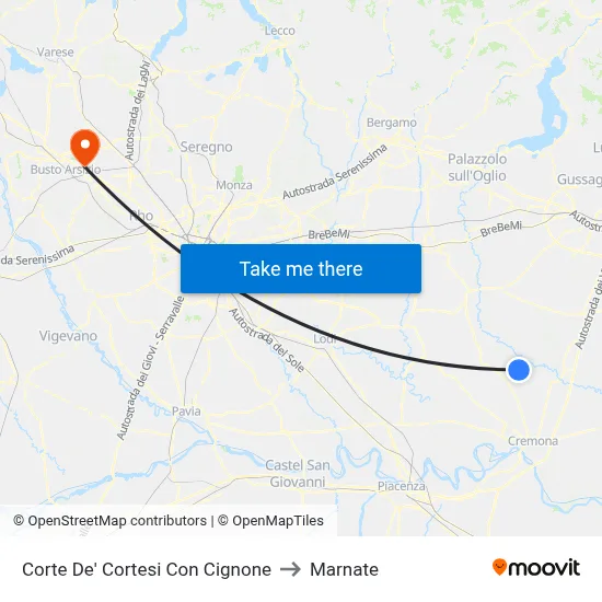 Corte De' Cortesi Con Cignone to Marnate map